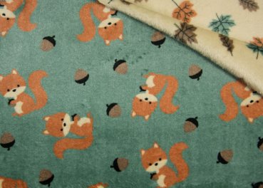 Kuschelnicky Eichhörnchen softmint Doubleface flanell fleece  fabric for kids